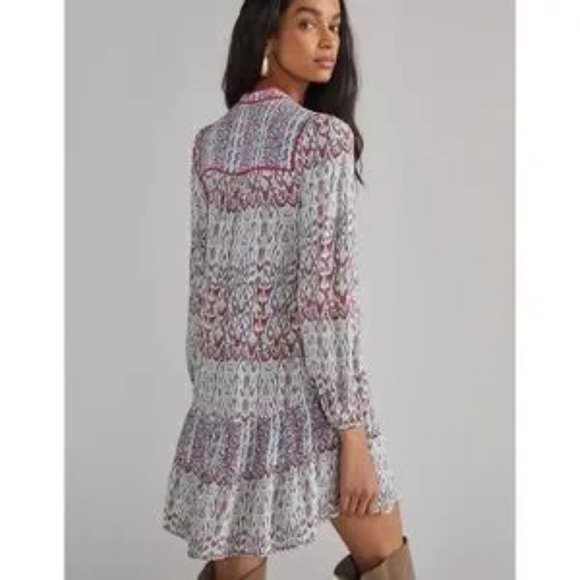 NWOT Anthropologie Spliced Tunic Dress in Grey Motif, Size XXS - Picture 4 of 8